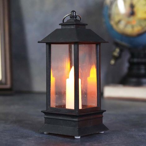 Lanterne décorative intérieure/extérieure, étanche, avec bougie à piles, suspendue pour porche/patio/mariage (noir) (1/2)