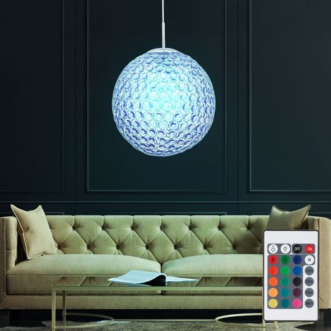 9 Watt RGB LED Hänge Leuchte Kristall Kugel Pendel Lampe Farbwechsel Beleuchtung