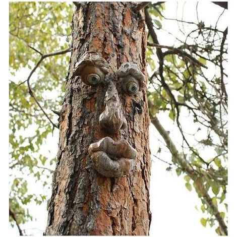 Homme Tree Hugger,Jardin Peeker Yard Art,Yard Art Sculpture Décorations Extérieur Sculpture Arbre Visage Jardin Arrière-Cour Décoration, Drôle de Résine Arbre Visage Birdfeeder