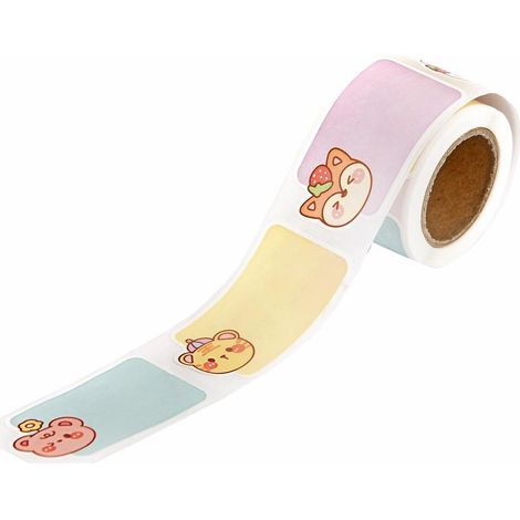 Adesivi in rotolo con simpatici animali, etichette fai da te, 4,5x2,5 cm, 100 pezzi
