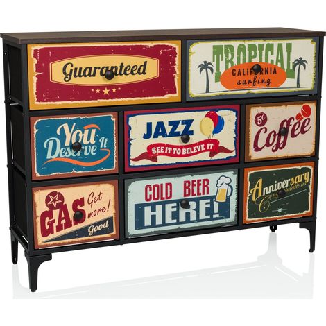 Kommode AMERIKO B 102,5x30x77,5cm 8 Schubladen mehrfarbig hjh LIVING (1/5)