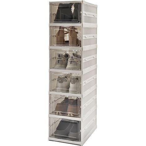 Scarpiera salvaspazio slim a fisarmonica mobile per 6 paia scarpe contenitore con finestre trasparenti arredo casaL35XP26XH105