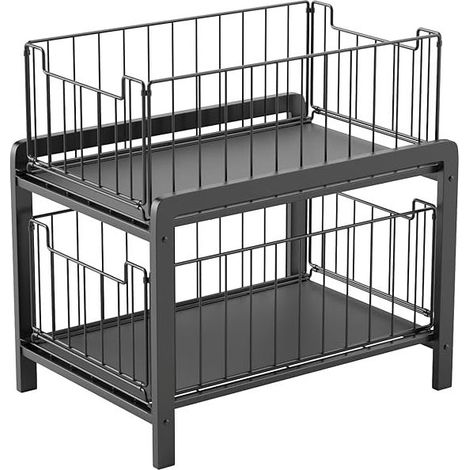 2 Tiroirs de Rangement Coulissants pour Armoires, Tiroirs de Rangement sous l'Évier, Panier de Rangement Coulissant en Métal, Tiroirs Coulissants pour la Cuisine et la Salle de Bain (1/4)