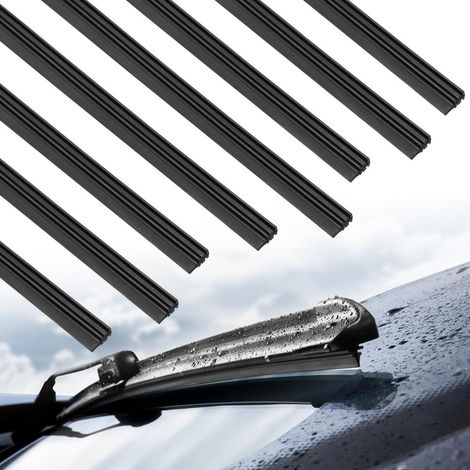 Lot de 8 caoutchoucs de balais d'essuie-glace 700mm en caoutchouc naturel noir universel (1/5)
