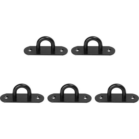 5 Pièces Plaque Œil Acier Inox Crochet Plafond Renforcé Porte Fixation Boucle Ovale Noir 9mm/0.35in (1/5)