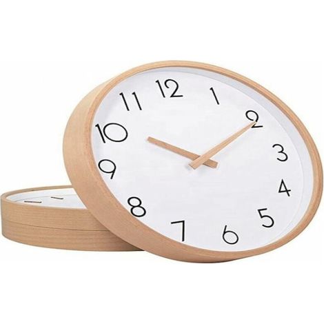 Reloj literario de madera maciza para lectura silenciosa, diseño limpio, estilo nórdico, reloj de pared de madera sencillo y elegante.