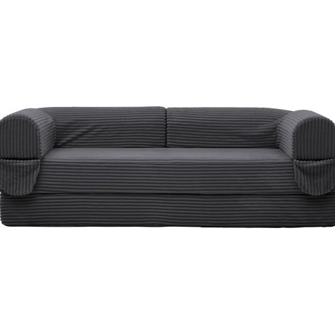 Canapé-lits 2 places en tissu velours côtelé doux, convertible en lit, futon gain de place pour salon, appartement et chambre d’amis. (1/5)