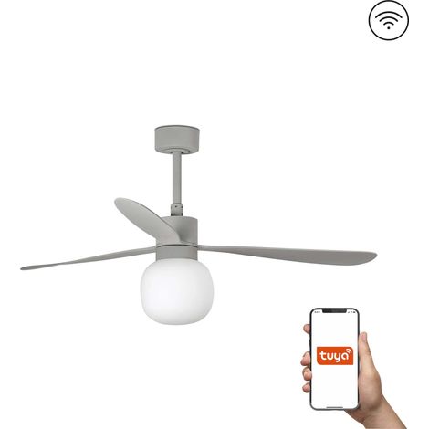 Faro Amelia Grand 3 lames gris avec éclairage 2700 K Tuya Smart System
