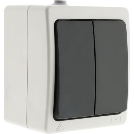 Zenitech – Double interrupteur va-et-vient 10A IP54 – Résistant à l'humidité et à la poussière – Pour installations intérieures et extérieures