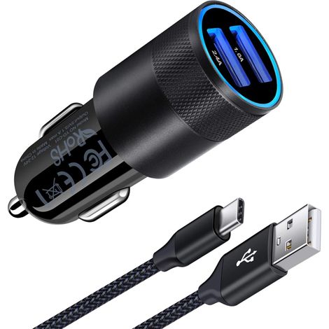 Car Charger, 3.4A Dual Port Fast USB C Car Charger Adapter with 6FT USB C Cable for Samsung Galaxy S26 Ultra/S25 FE/S24/S23/S22/S21/S20/A17/A16/A36/A56/A55/A15/A35/Z Flip6,iPhone 17 Pro/16/15