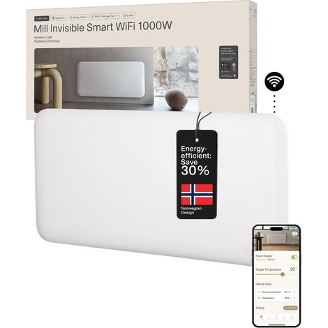 Radiateur électrique Mill invisible smart wifi heater 1000 W IPX4 (1/2)