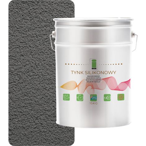 Silikonputz für Außenfassaden, geräuchert grau, 1,5 mm, Premium 15 kg (1/5)
