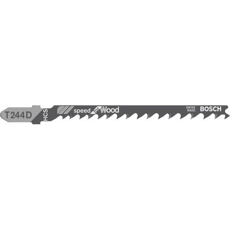 Lame de scie sauteuse T 244 D Speed for Wood Bosch, lot de 3 - 2608630879