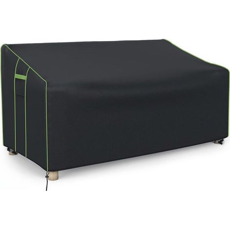 Housse de canapé double, tissu Oxford imperméable enduit d'argent pour extérieur, housse de protection pour meubles d'extérieur anti-poussière et anti-soleil (noir, 137 x 94 x 69/89 cm) (1/4)