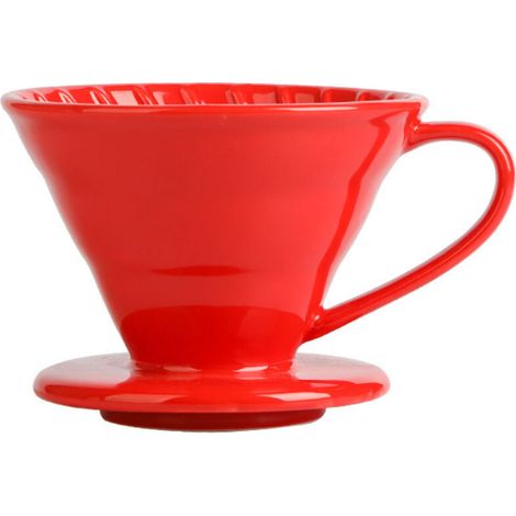 Filtre à café à infusion lente en céramique - Accessoires pour la maison, les cafés et les restaurants - Cafetière manuelle facile à utiliser - Café aux arômes intenses - Cône en papier V01 - Rouge, 1 (1/5)