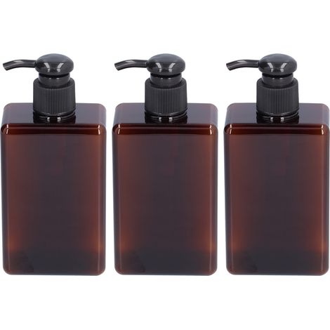 Lot de trois flacons étanches de 280 ml pour lotion, savon pour les mains et shampoing, flacons de transvasement pour cosmétiques, flacons de gel douche, flacons en plastique à pompe (1/5)