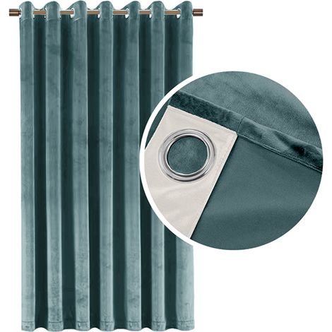 TENDA OSCURANTE IN VELLUTO SPESSO 90% CON OCCHIELLI BLU FREDDO 140x250 (1/5)