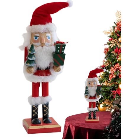 Casse-Noisette Père Noël Père Noël Casse Noisette en Bois 27 cm Décoration Saisonnière pour École Maison Bureau Hôtel Entrée Vitrine (1/5)