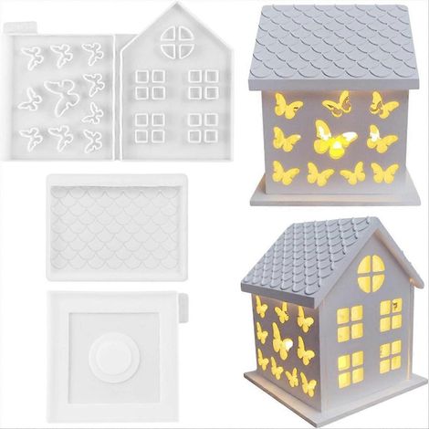 1 ensemble de moules en silicone 3D pour maison papillon et bougeoir (1/5)