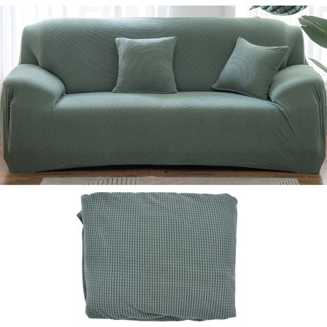 Dicker Fleece-Sofabezug, dehnbar, vollflächig, rutschfest, 3-Sitzer – Cyan (1/5)