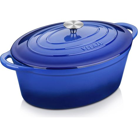 Dutch Oven Compatible with Induction/Gas/Oven, Non-Stick Casserole with Lid, 7 L, Enamelled Cast Iron Pot with Lid, Blue (1/5)