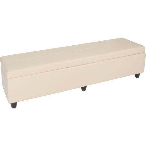 [NON UTILIZZATO] Panca contenitore elegante Kriens xxl ecopelle 180x45x45cm avorio
