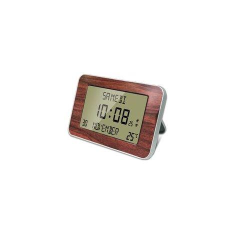 Horloge réveil radiopilotée avec grand écran 17,1 x 9,4 cm – Double alarme et fonction snooze – Affichage heure, date, température (1/5)
