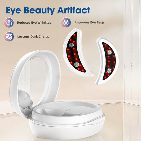 Appareil de massage oculaire LED à lumière rouge, dispositif de traitement EMS pour les cernes et les poches, argent (1/5)