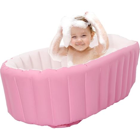 Aufblasbare Badewanne PVC faltbare Baby-Badewanne für Kleinkinder Tragbare Badewanne für Kleinkinder, 0-3 Jahre, 98x64x28cm (Pink) (1/5)