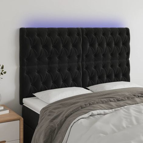 Cabecero con luces LED terciopelo negro 160x7x118/128 cm vidaXL (1/5)