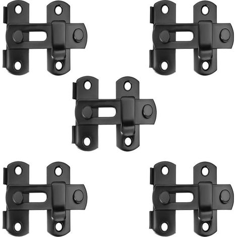 Moraillon de serrure de porte 5 pièces, boucle de porte à loquet, grande boucle de porte à 180 degrés, noir (1/5)