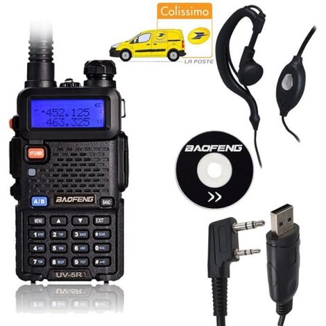 Baofeng UV-5R Black Noir Double Band Talkie Walkie FM Radio + Pofung USB Cable FR (1/4)