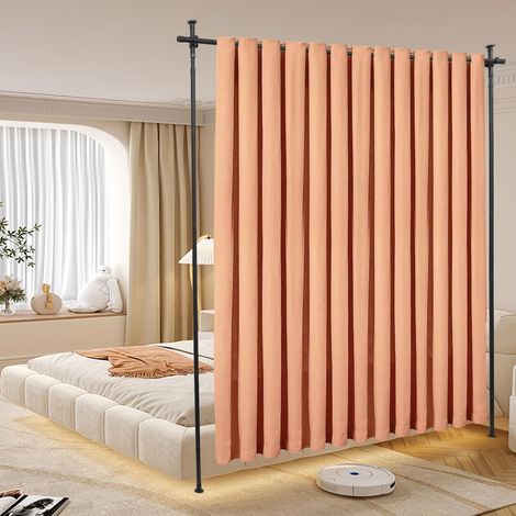 Tringle à Rideaux sans Perçage Télescopique – Barre de Tension pour Séparation de Pièce – Réglable de 1,2 à 3 m – pour Salon, Location – Noir (1/5)
