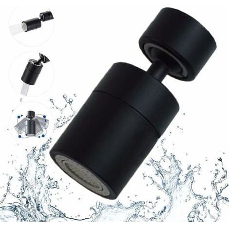 Guazhuni 360-Grad drehbarer Wasserhahn-Luftsprudler - 2-Modus-Adapter mit 22-mm-Innengewinde (schwarz) (1/5)