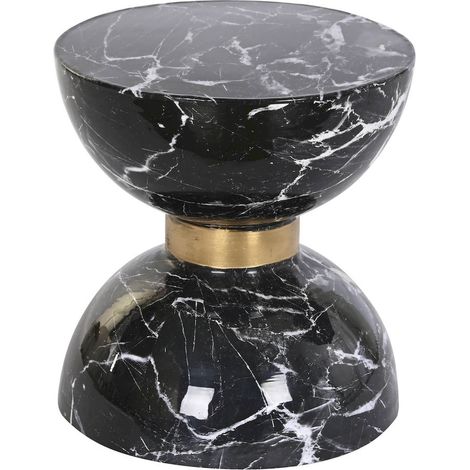 Table d'appoint effet marbre noir élégance chic - Effet marbre noir avec touches dorées (1/3)