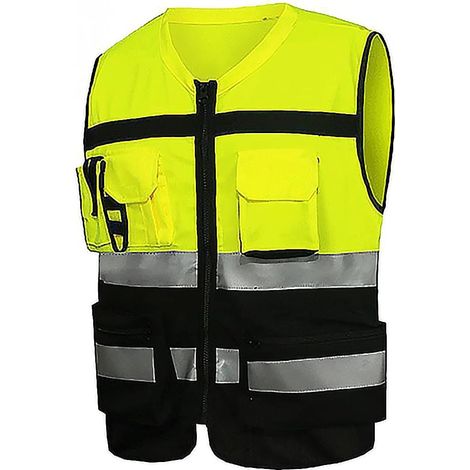 Gilet de sécurité réfléchissant haute visibilité – Lot de 2 gilets jaunes fluo – Matériau polyester léger et respirant – Bandes réfléchissantes 360°
