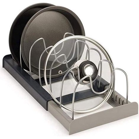 Porte-couvercles de casseroles réglable 25 à 40 cm - Support de rangement pour couvercles et poêles - Organisateur de cuisine - Grille de rangement ajustable (1/5)