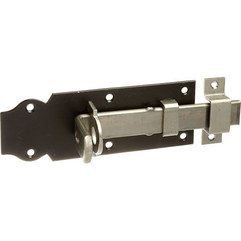 Alberts 116088 Catenaccio, diritto, con maniglia piatta e guida asta fissata, zincato blu, piastra verniciata nera, piastra 140 x 52 mm