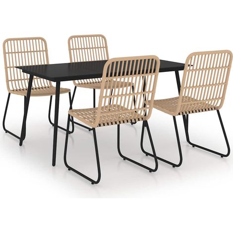 Maison Exclusive - Set da Pranzo da Giardino 5 pz in Polyrattan e Vetro (1/5)