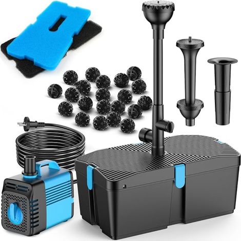 Filtre de bassin avec kits de pompe pour fontaine, pompe de bassin 50W et kit de filtration avec pompe à eau immergée (1/5)
