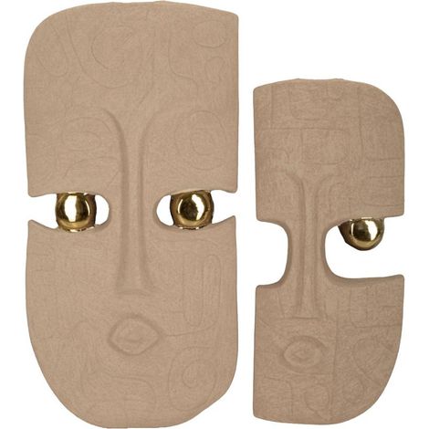 Lot de 2 Objets Muraux Déco "Dakar" 40cm Marron (1/5)