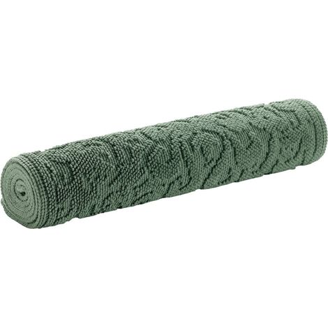 Tapis de Bain en Coton Jacquard Réversible Motif Floral Vert Thym 54 x 64 cm - PANGIVO