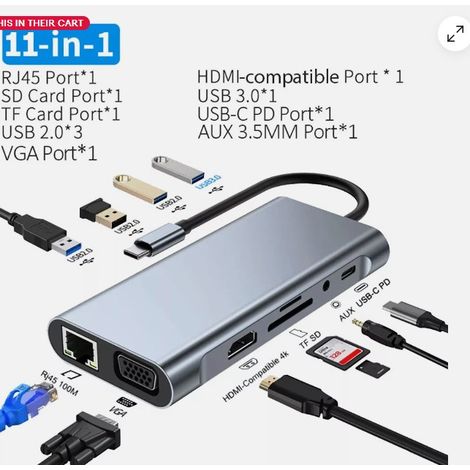 1 Hub USB-C, adaptateur Ethernet 8 en 1, ports HDMI 4K, USB 3.0, lecture SD/TF, pour MacBook Pro/Air, iPad Pro (1/5)