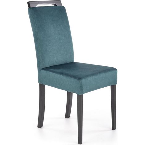 Chaise de salle à manger velours verte avec pieds noirs en bois massif CANDY (1/5)
