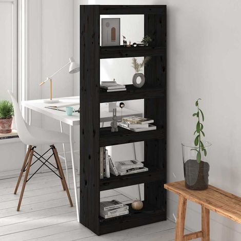 vidaXL Estantería/divisor de espacios madera pino negro 60x30x167,5 cm (1/5)