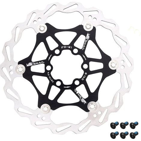 Disques de frein 160 mm, disques de frein de vélo, disques de frein flottants de VTT, accessoires d'équitation à verrouillage central (Noir 160 mm) (1/5)