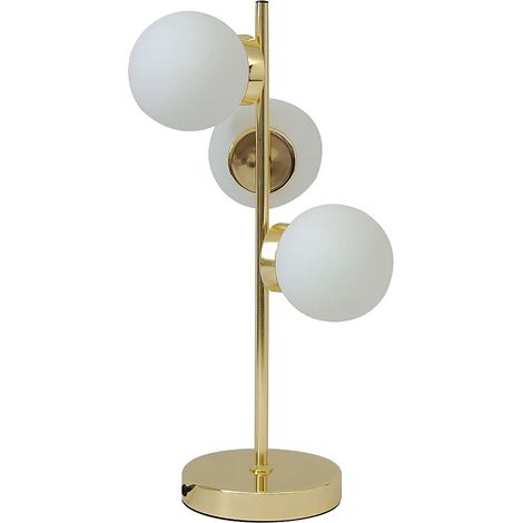 Lampe à poser en laiton - 3 globes - Doré brillant et blanc mat - YUKON (1/4)