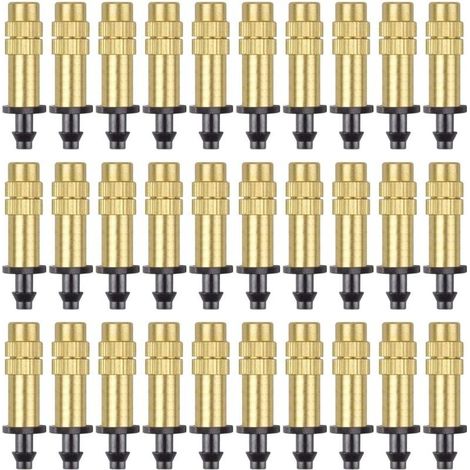 30Pcs Adjustable Copper Atomizing Nozzle Drip Irrigation Sprayer 4/7mm Atomization Micro Sprinkler Irrigation Equipment Cooling Garden Greenhouse Vegetables