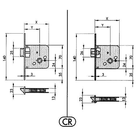 Serrure Yale 650-hl/70x45
