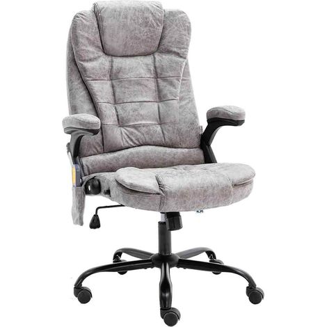 vidaXL Silla de oficina de masaje piel de ante sintética gris claro (1/5)